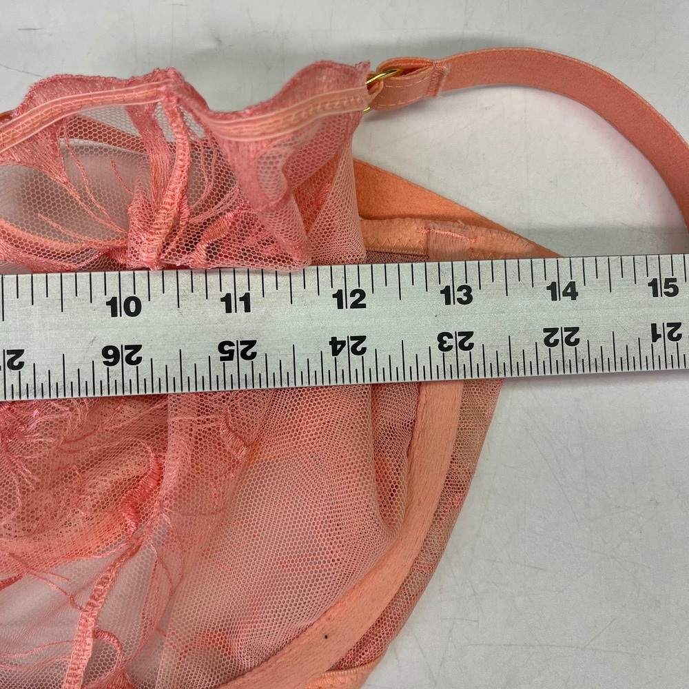 Simone Perele Peach Floral Embroidered Sheer Mesh Underwire Balconette Bra - Picture 13 of 14